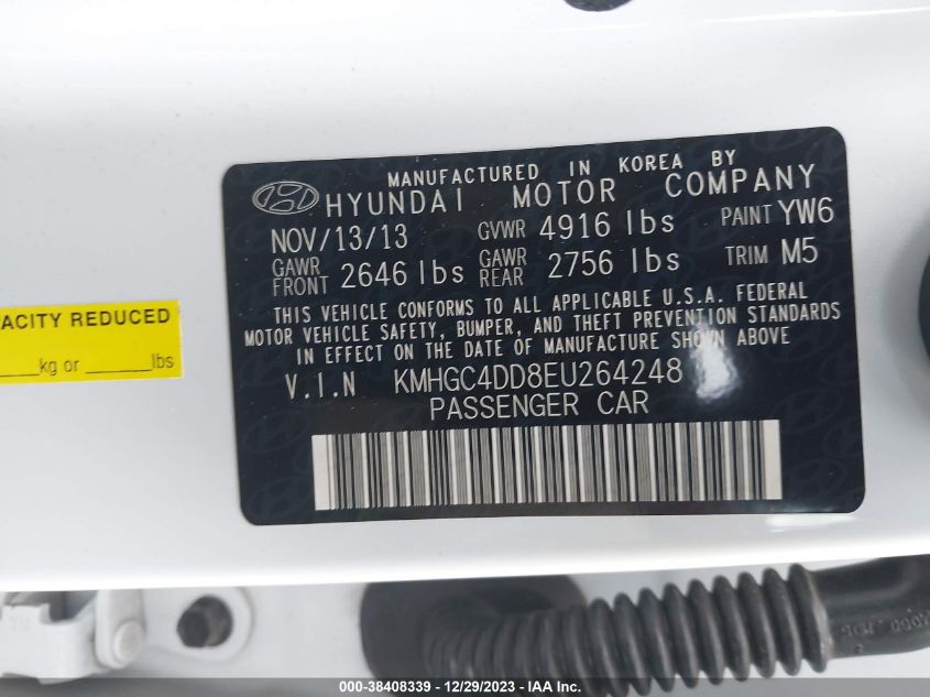 2014 HYUNDAI GENESIS 3.8L - KMHGC4DD8EU264248