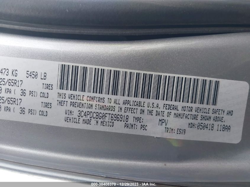 2015 DODGE JOURNEY SXT - 3C4PDCBG0FT696918