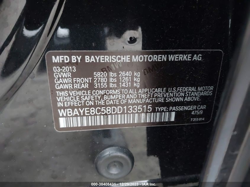2013 BMW 750LI - WBAYE8C58DD133515