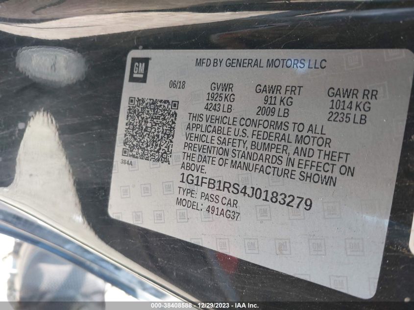 2018 CHEVROLET CAMARO 1LT - 1G1FB1RS4J0183279