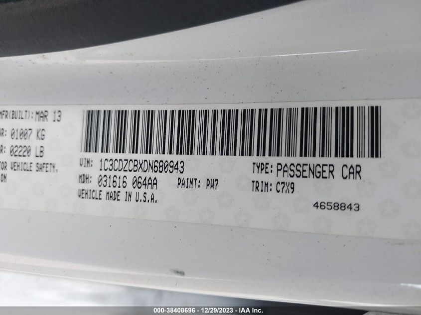 2013 DODGE AVENGER SXT - 1C3CDZCBXDN680943