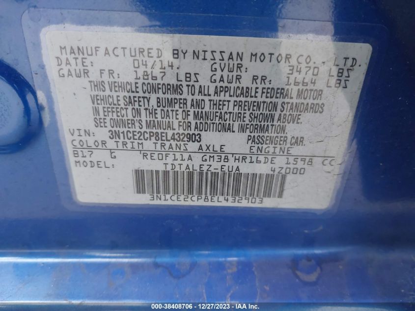 2014 NISSAN VERSA NOTE SV - 3N1CE2CP8EL432903