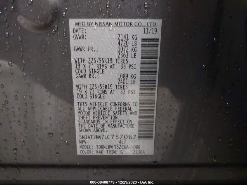 2020 NISSAN ROGUE S/SL/SV - 5N1AT2MV7LC757067