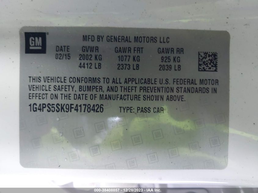 2015 BUICK VERANO LEATHER GROUP - 1G4PS5SK9F4178426