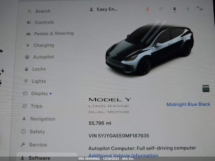 2021 TESLA MODEL Y LONG RANGE DUAL MOTOR ALL-WHEEL DRIVE - 5YJYGAEE0MF187935