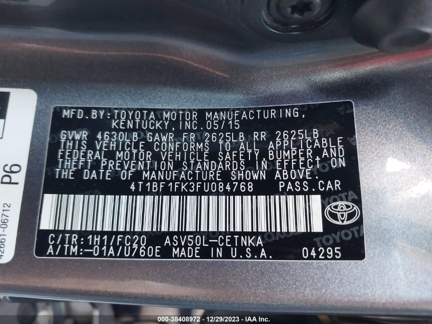 2015 TOYOTA CAMRY LE - 4T1BF1FK3FU084768