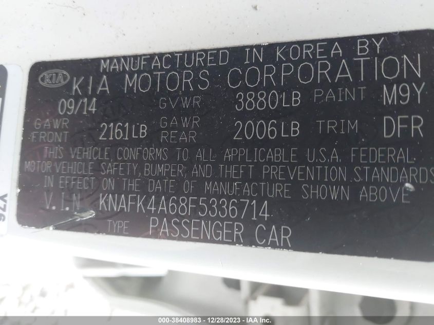 2015 KIA FORTE LX - KNAFK4A68F5336714