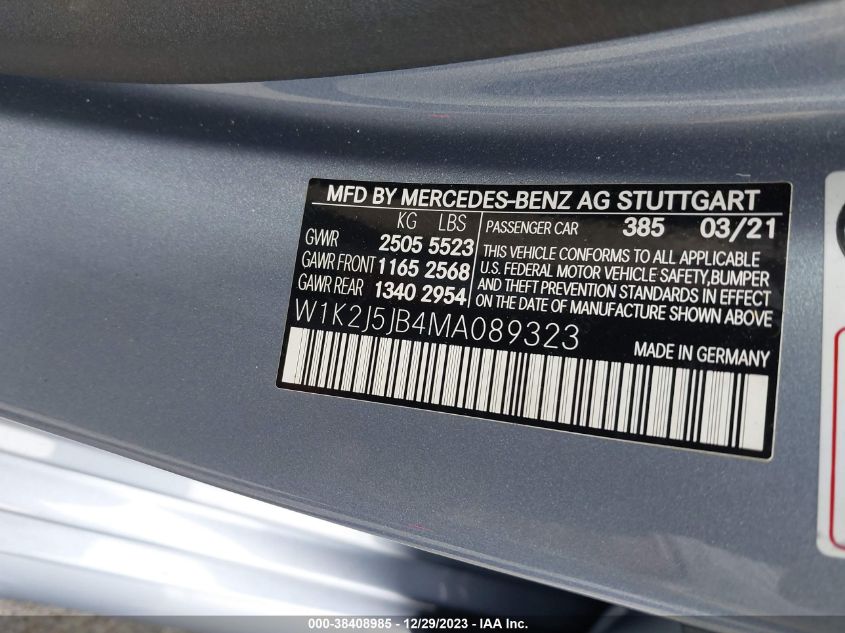 2021 MERCEDES-BENZ CLS 450 - W1K2J5JB4MA089323