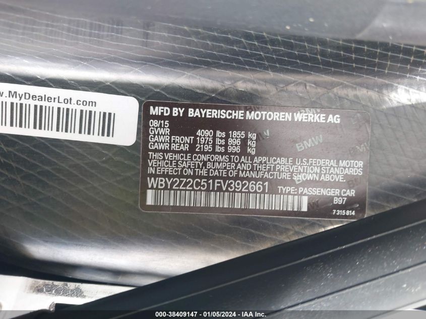 2015 BMW I8 WBY2Z2C51FV392661