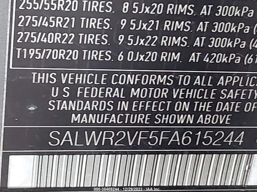 2015 LAND ROVER RANGE ROVER SPORT SC - SALWR2VF5FA615244