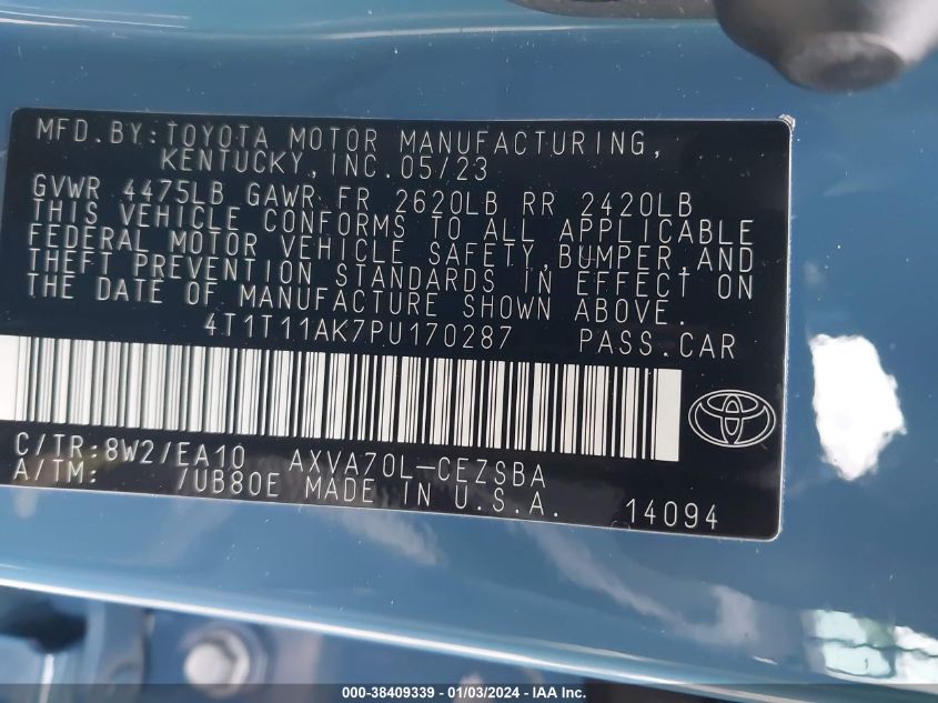 2023 TOYOTA CAMRY SE - 4T1T11AK7PU170287