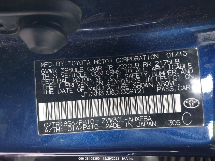 2013 TOYOTA PRIUS - JTDKN3DU8D0339121