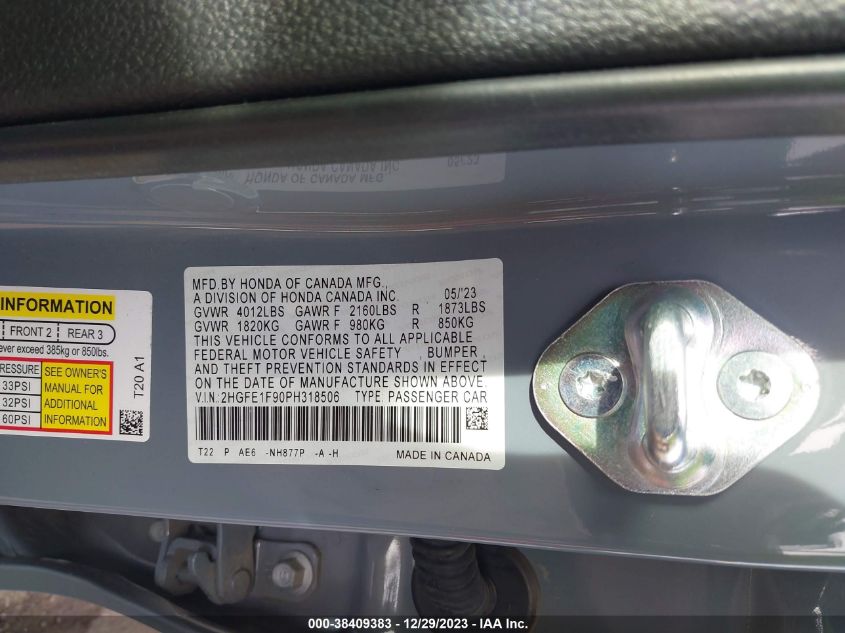 2023 HONDA CIVIC TOURING - 2HGFE1F90PH318506