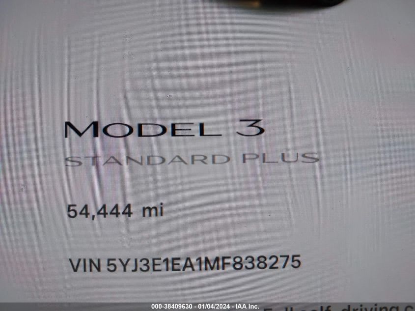 5YJ3E1EA1MF838275 | 2021 TESLA MODEL 3