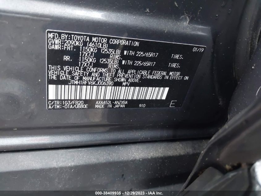 2019 TOYOTA RAV4 LE - JTMH1RFV6KJ006390