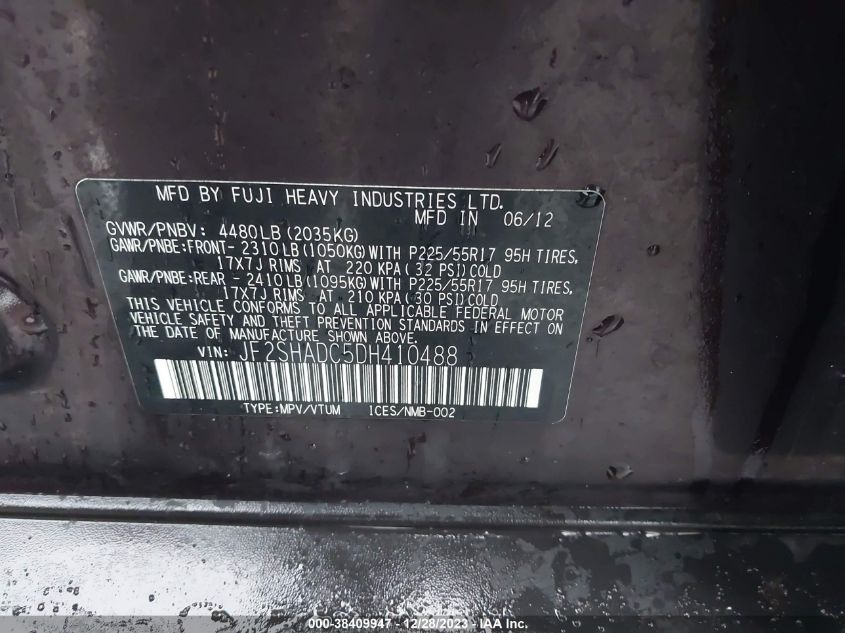 2013 SUBARU FORESTER 2.5X PREMIUM - JF2SHADC5DH410488