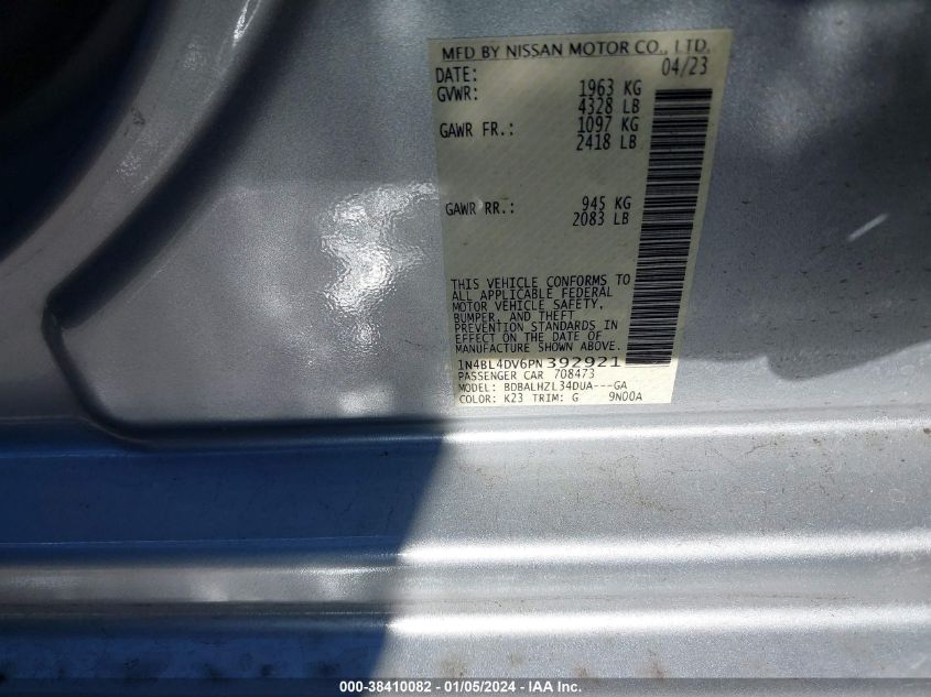2023 NISSAN ALTIMA SV FWD - 1N4BL4DV6PN392921