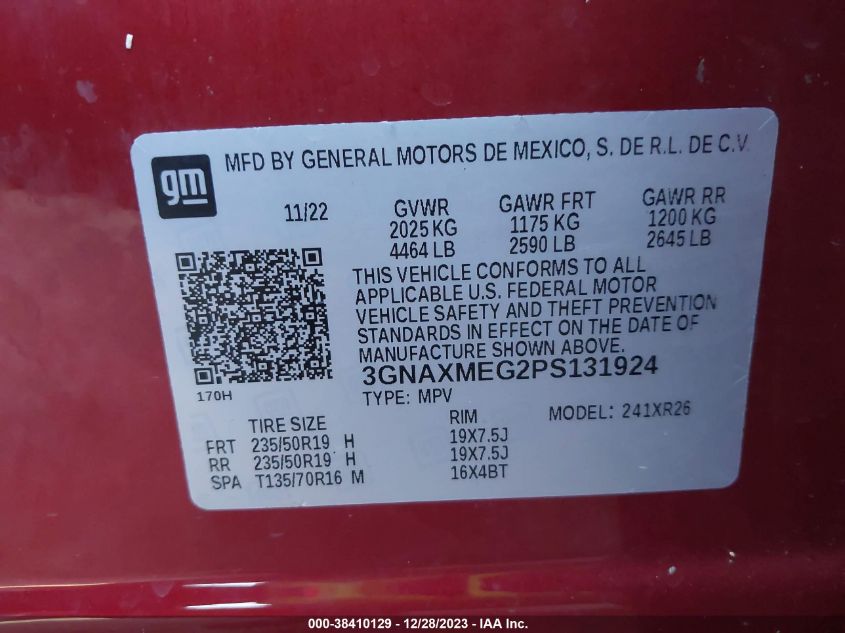 2023 CHEVROLET EQUINOX RS - 3GNAXMEG2PS131924