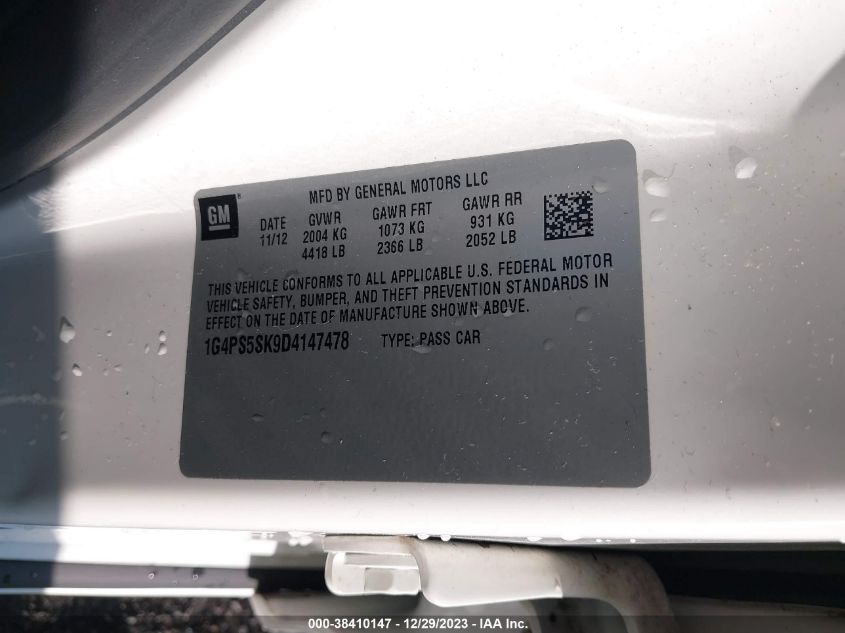 2013 BUICK VERANO LEATHER GROUP - 1G4PS5SK9D4147478