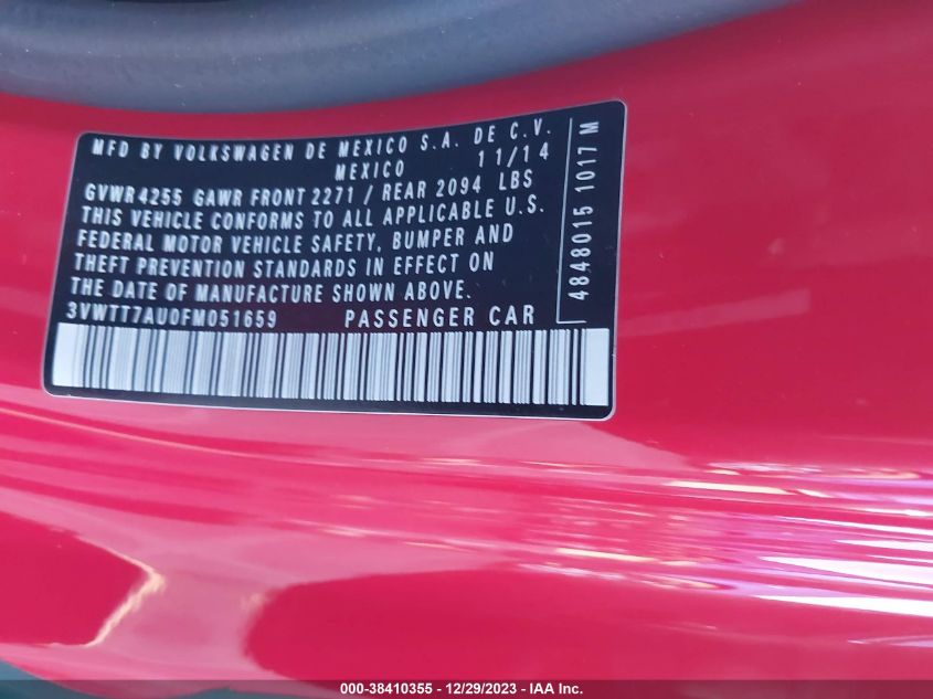 2015 VOLKSWAGEN GOLF GTI 2.0T S 2-DOOR - 3VWTT7AU0FM051659