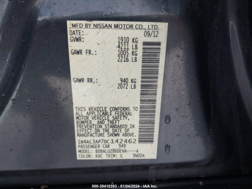 2013 NISSAN ALTIMA 2.5/S/SV/SL - 1N4AL3AP7DC142462