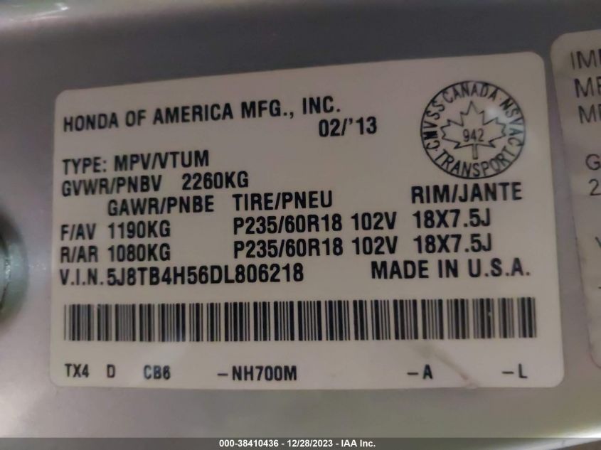 2013 ACURA RDX TECHNOLOGY - 5J8TB4H56DL806218
