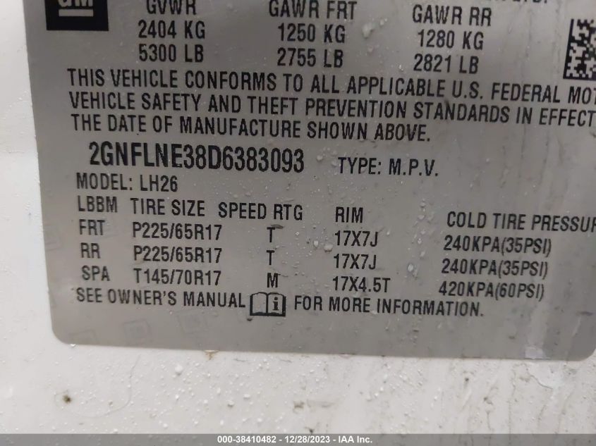 2013 CHEVROLET EQUINOX 2LT - 2GNFLNE38D6383093