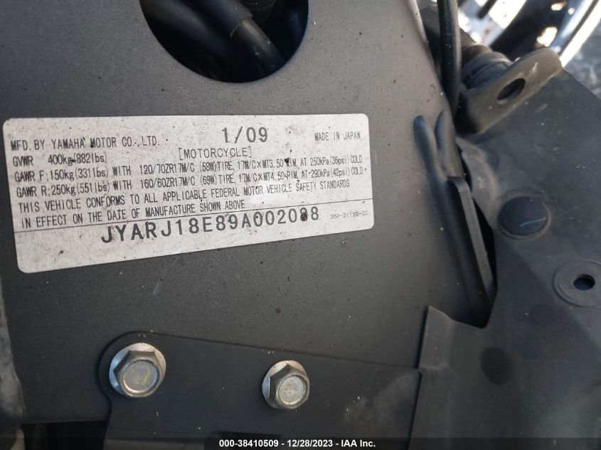 2009 YAMAHA FZ6 R - JYARJ18E89A002088