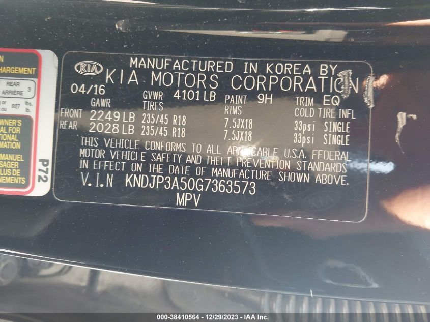 2016 KIA SOUL + - KNDJP3A50G7363573