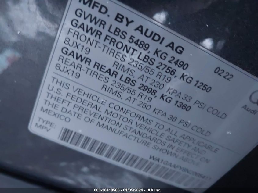 2022 AUDI Q5 PREMIUM 45 - WA1GAAFY8N2065411