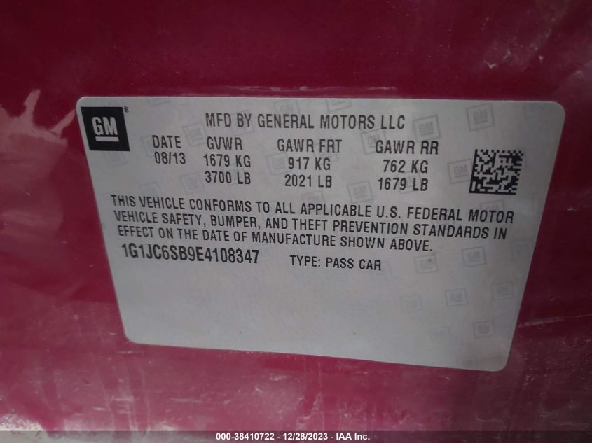 2014 CHEVROLET SONIC LT AUTO - 1G1JC6SB9E4108347