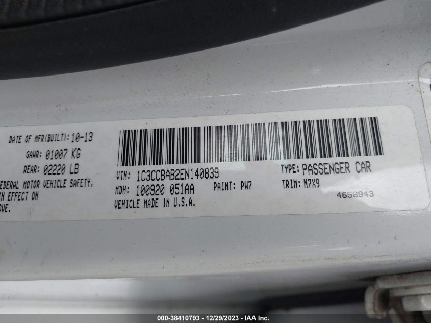 2014 CHRYSLER 200 LX - 1C3CCBAB2EN140839