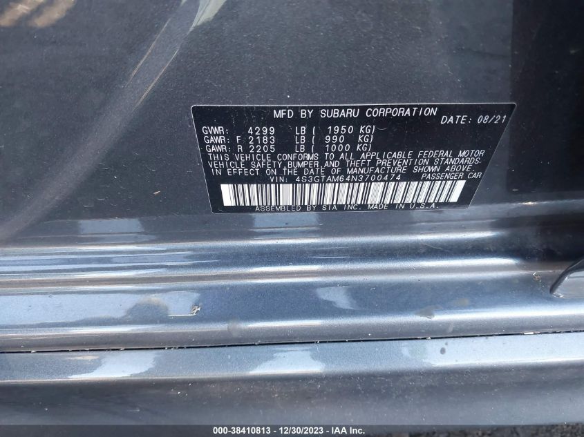 2022 SUBARU IMPREZA SPORT 5-DOOR - 4S3GTAM64N3700474