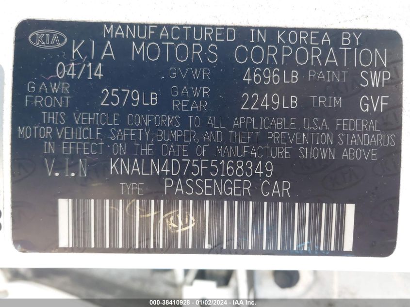 2015 KIA CADENZA PREMIUM/LIMITED - KNALN4D75F5168349