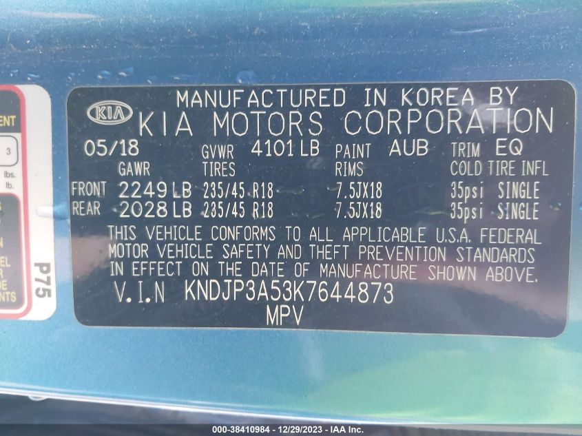 2019 KIA SOUL + - KNDJP3A53K7644873