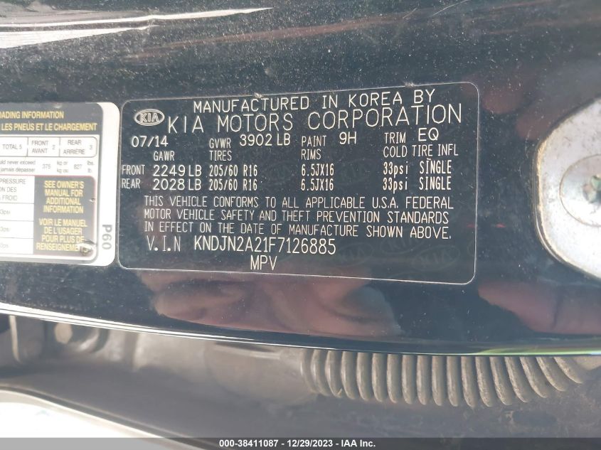 2015 KIA SOUL - KNDJN2A21F7126885