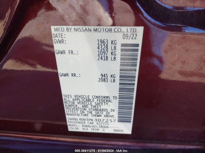 2023 NISSAN ALTIMA SV FWD - 1N4BL4DV3PN307257