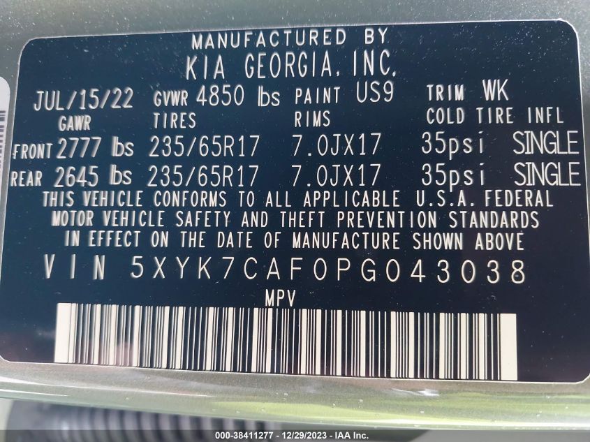 2023 KIA SPORTAGE X-PRO/X-PRO PRESTIGE - 5XYK7CAF0PG043038