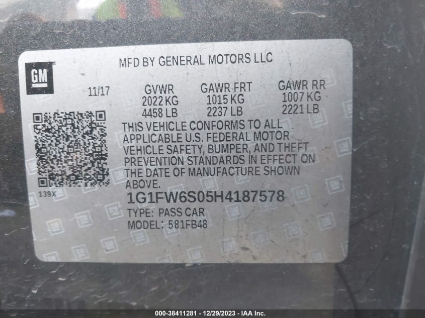 2017 CHEVROLET BOLT EV LT - 1G1FW6S05H4187578