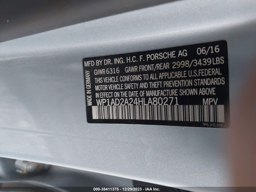 2017 PORSCHE CAYENNE GTS - WP1AD2A24HLA80271