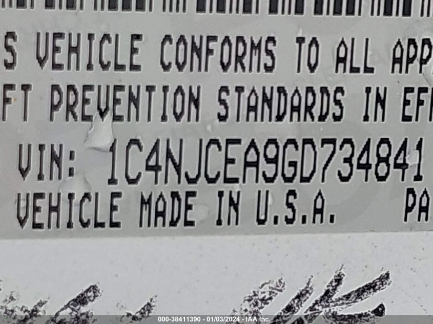 2016 JEEP COMPASS LATITUDE - 1C4NJCEA9GD734841