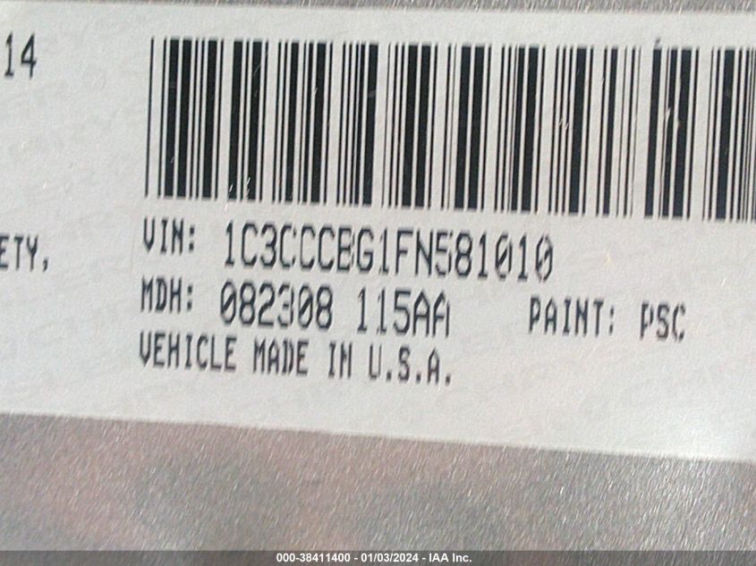 2015 CHRYSLER 200 S - 1C3CCCBG1FN581010
