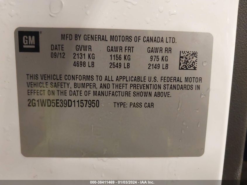 2013 CHEVROLET IMPALA POLICE - 2G1WD5E39D1157950