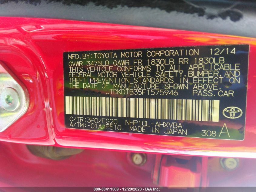 2015 TOYOTA PRIUS C TWO - JTDKDTB35F1575946