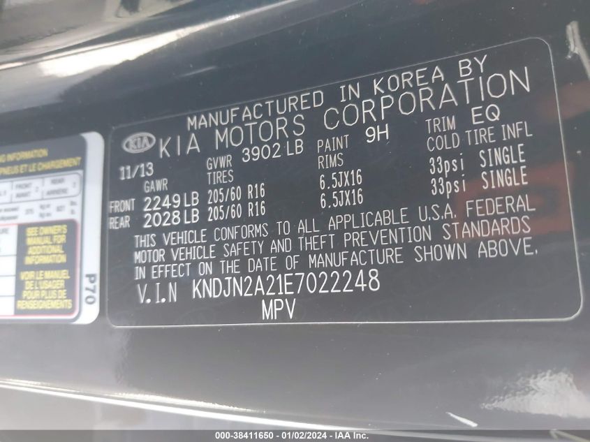 2014 KIA SOUL - KNDJN2A21E7022248