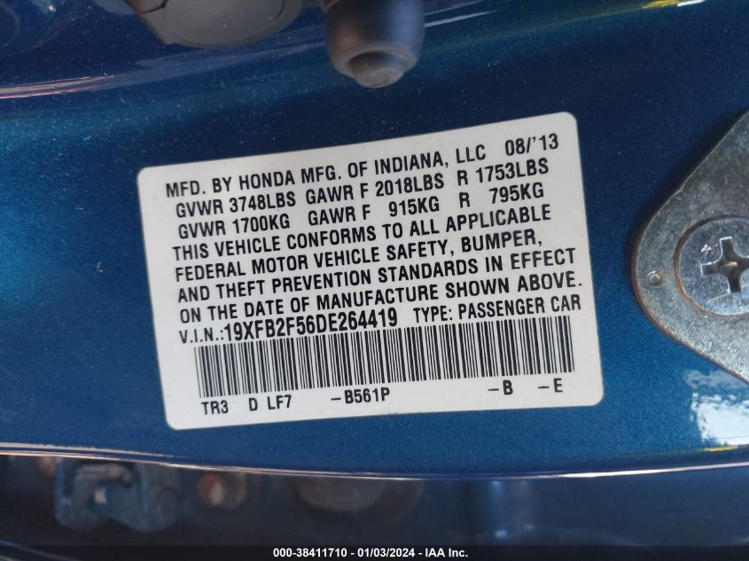 2013 HONDA CIVIC LX - 19XFB2F56DE264419