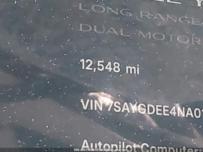 2022 TESLA MODEL Y LONG RANGE DUAL MOTOR ALL-WHEEL DRIVE - 7SAYGDEE4NA010341