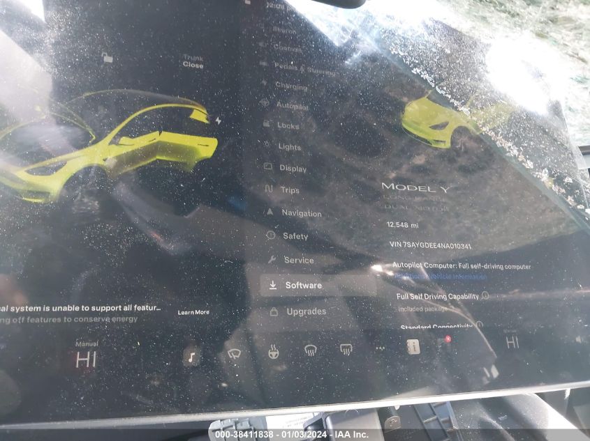 2022 TESLA MODEL Y LONG RANGE DUAL MOTOR ALL-WHEEL DRIVE - 7SAYGDEE4NA010341