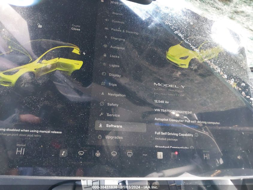 2022 TESLA MODEL Y LONG RANGE DUAL MOTOR ALL-WHEEL DRIVE - 7SAYGDEE4NA010341