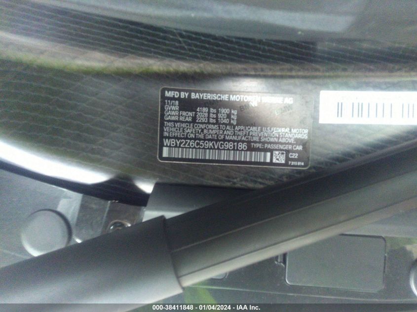 2019 BMW I8 WBY2Z6C59KVG98186